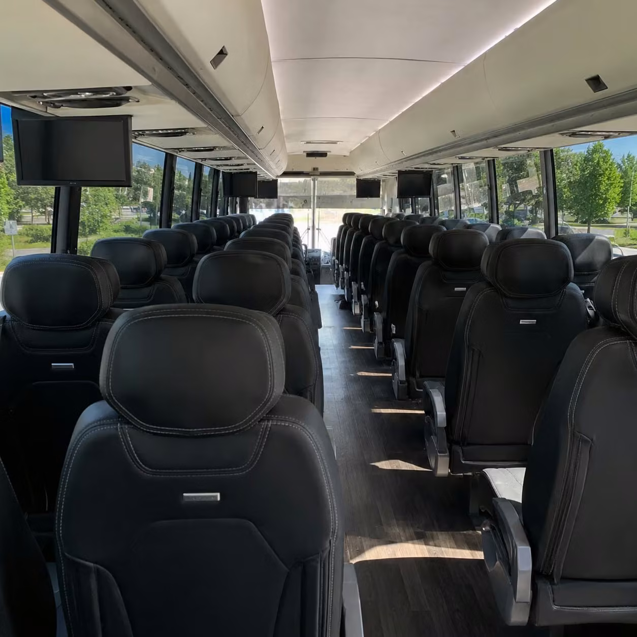 56 passenger charter bus inside